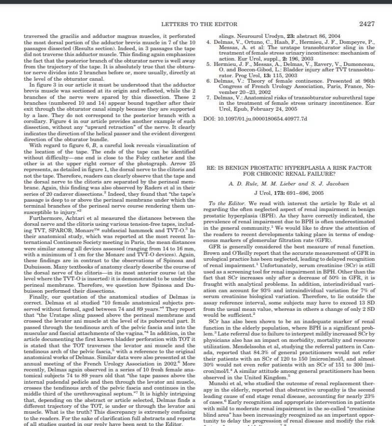 RE: IS BENIGN PROSTATIC HYPERPLASIA A RISK FACTOR FOR CHRONIC RENAL FAILURE?