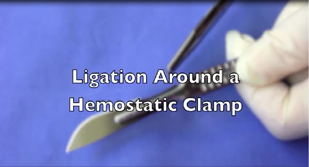 Ligation Around a Hemostatic Clamp
