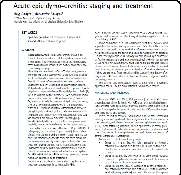 Acute epididymo-orchitis: staging and treatment