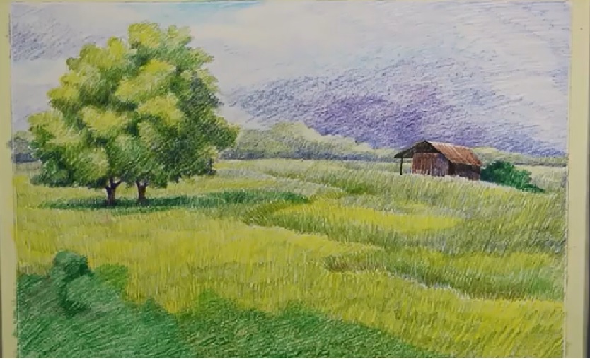 Learn to paint a nature with color pencil