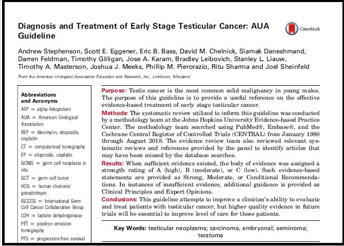 Diagnosis and Treatment of Early Stage Testicular Cancer: AUA Guideline